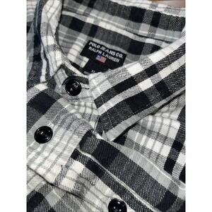 Polo Jeans Co Ralph Lauren Shirt Men XL Black‎ Plaid Log Cabin Lumberjack USA...